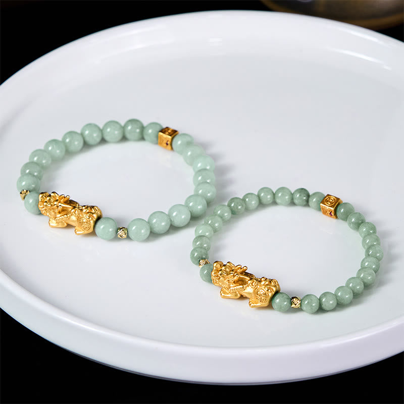 FREE Today: Luck Prosperity Golden Pi Xiu Charm Jade Beaded Bracelet