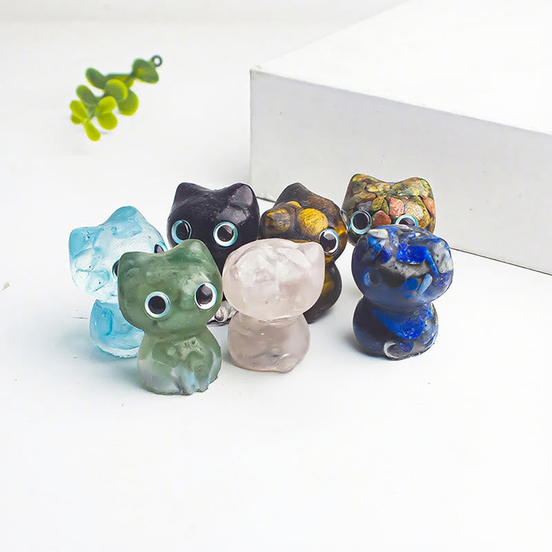 FREE Today: Protection and Healing Crystal Drip Resin Small Cat Decoration Statue