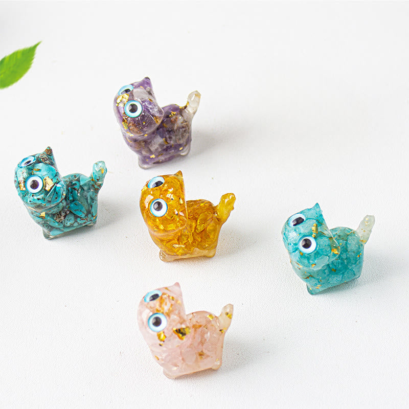 GRATUIT aujourd'hui : Décoration de petite statue de chat en résine effet cristal, symbole de force et de protection
