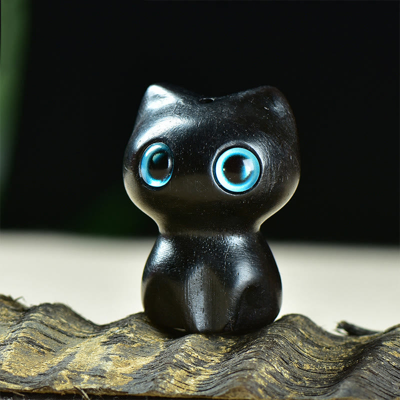 FREE Today: Positive and Calm Ebony Wood Small Leaf Red Sandalwood Cute Cat Animals Decoration