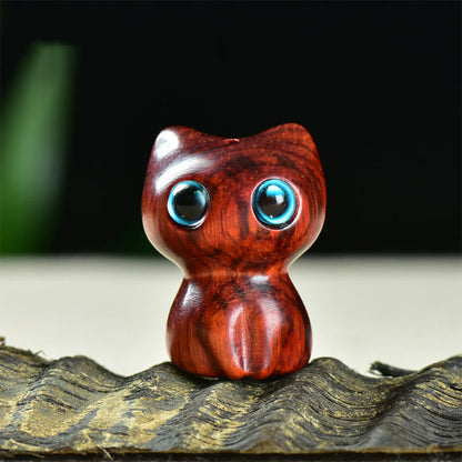 FREE Today: Positive and Calm Ebony Wood Small Leaf Red Sandalwood Cute Cat Animals Decoration