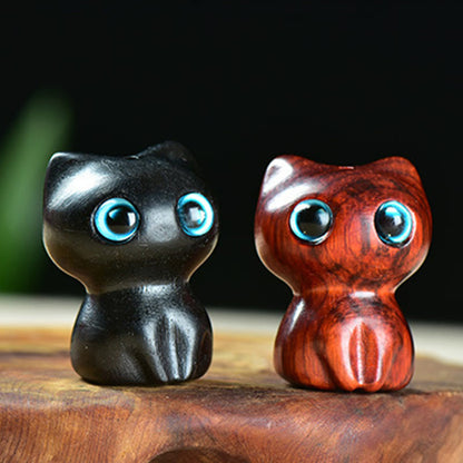 FREE Today: Positive and Calm Ebony Wood Small Leaf Red Sandalwood Cute Cat Animals Decoration