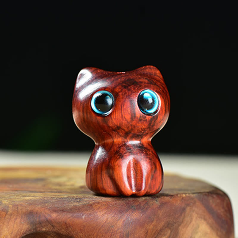 FREE Today: Positive and Calm Ebony Wood Small Leaf Red Sandalwood Cute Cat Animals Decoration