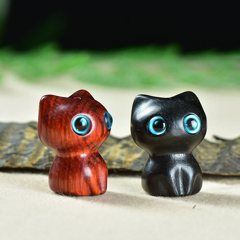 FREE Today: Positive and Calm Ebony Wood Small Leaf Red Sandalwood Cute Cat Animals Decoration