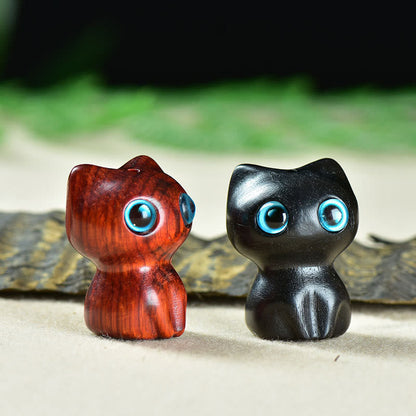 FREE Today: Positive and Calm Ebony Wood Small Leaf Red Sandalwood Cute Cat Animals Decoration