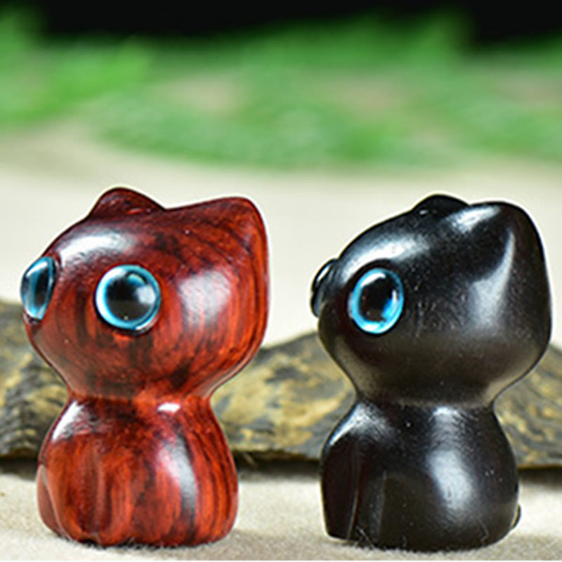 FREE Today: Positive and Calm Ebony Wood Small Leaf Red Sandalwood Cute Cat Animals Decoration