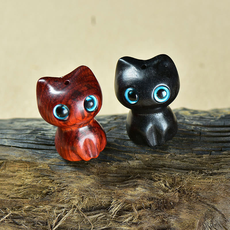 FREE Today: Positive and Calm Ebony Wood Small Leaf Red Sandalwood Cute Cat Animals Decoration