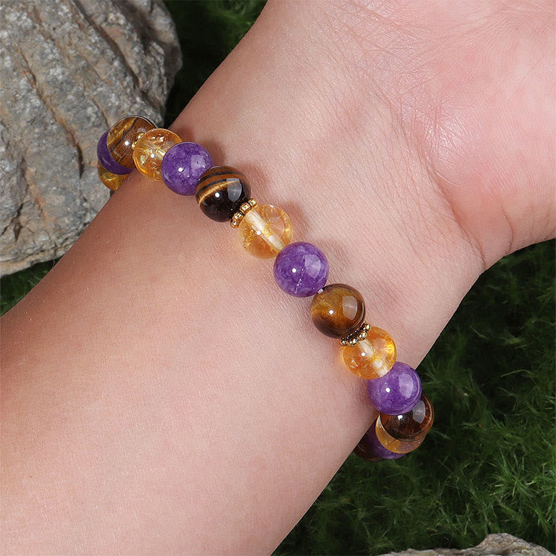 FREE Today: Meditation Healing Amethyst Tiger Eye Citrine Beads Bracelet