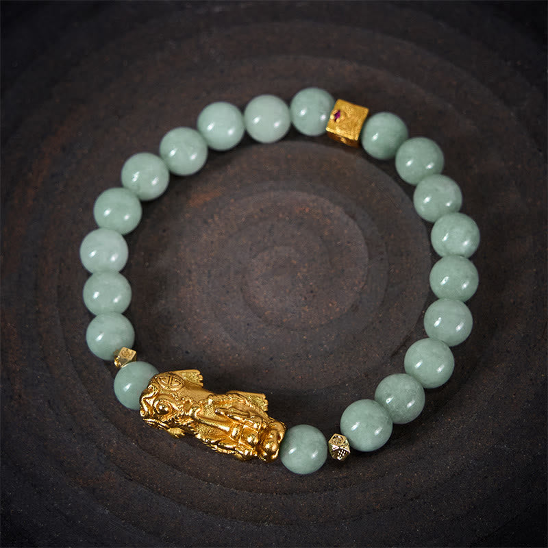 FREE Today: Luck Prosperity Golden Pi Xiu Charm Jade Beaded Bracelet