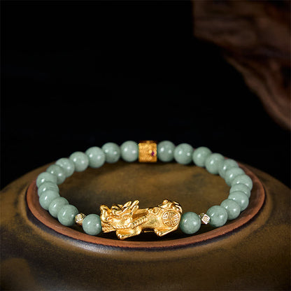 FREE Today: Luck Prosperity Golden Pi Xiu Charm Jade Beaded Bracelet