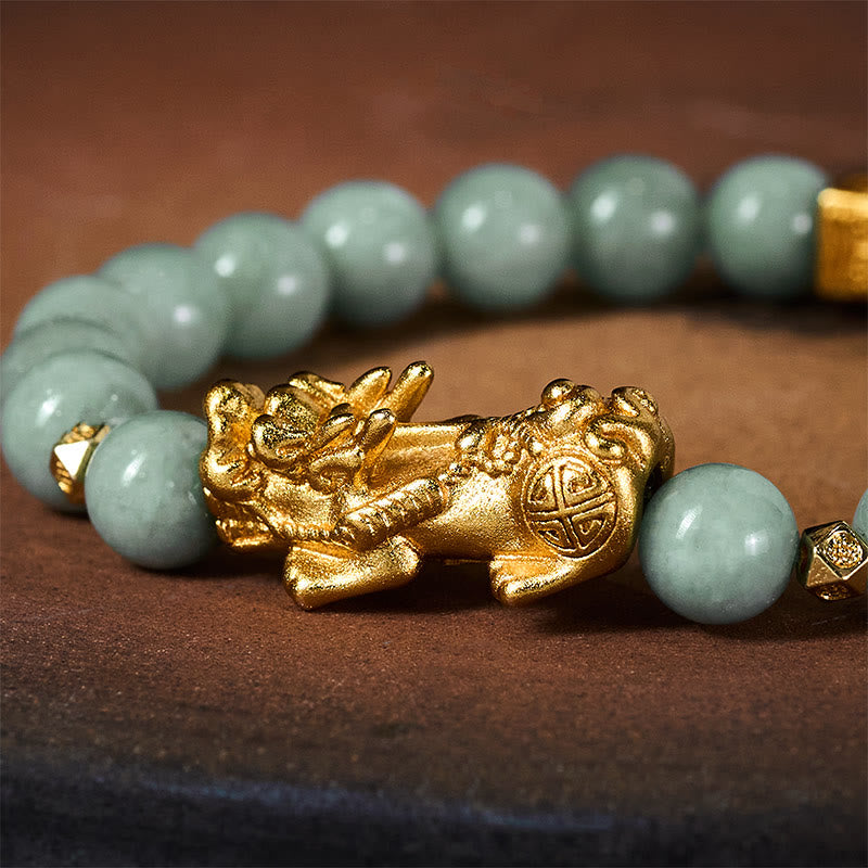FREE Today: Luck Prosperity Golden Pi Xiu Charm Jade Beaded Bracelet