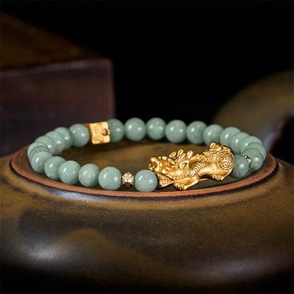 FREE Today: Luck Prosperity Golden Pi Xiu Charm Jade Beaded Bracelet