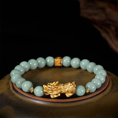 FREE Today: Luck Prosperity Golden Pi Xiu Charm Jade Beaded Bracelet