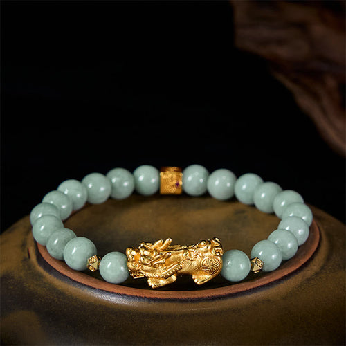 FREE Today: Luck Prosperity Golden Pi Xiu Charm Jade Beaded Bracelet