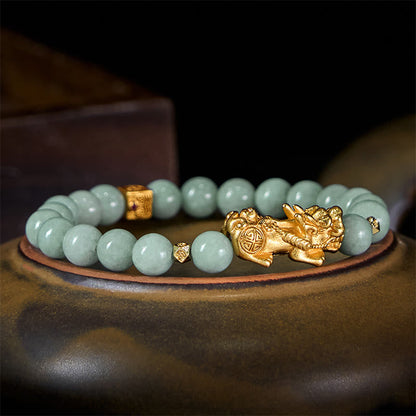 FREE Today: Luck Prosperity Golden Pi Xiu Charm Jade Beaded Bracelet