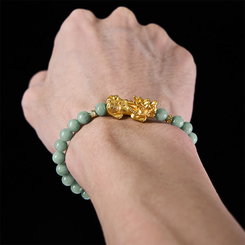FREE Today: Luck Prosperity Golden Pi Xiu Charm Jade Beaded Bracelet