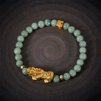 FREE Today: Luck Prosperity Golden Pi Xiu Charm Jade Beaded Bracelet