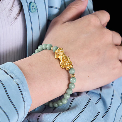 FREE Today: Luck Prosperity Golden Pi Xiu Charm Jade Beaded Bracelet