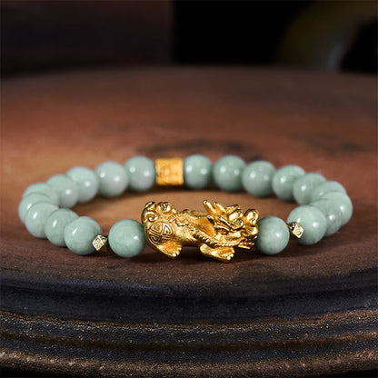 FREE Today: Luck Prosperity Golden Pi Xiu Charm Jade Beaded Bracelet