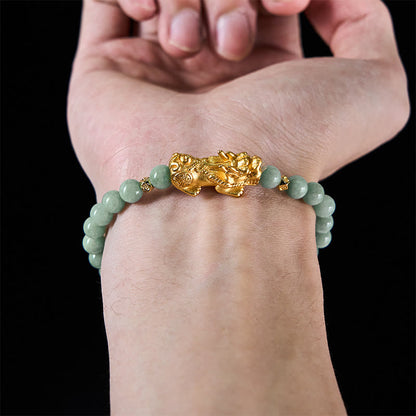 FREE Today: Luck Prosperity Golden Pi Xiu Charm Jade Beaded Bracelet