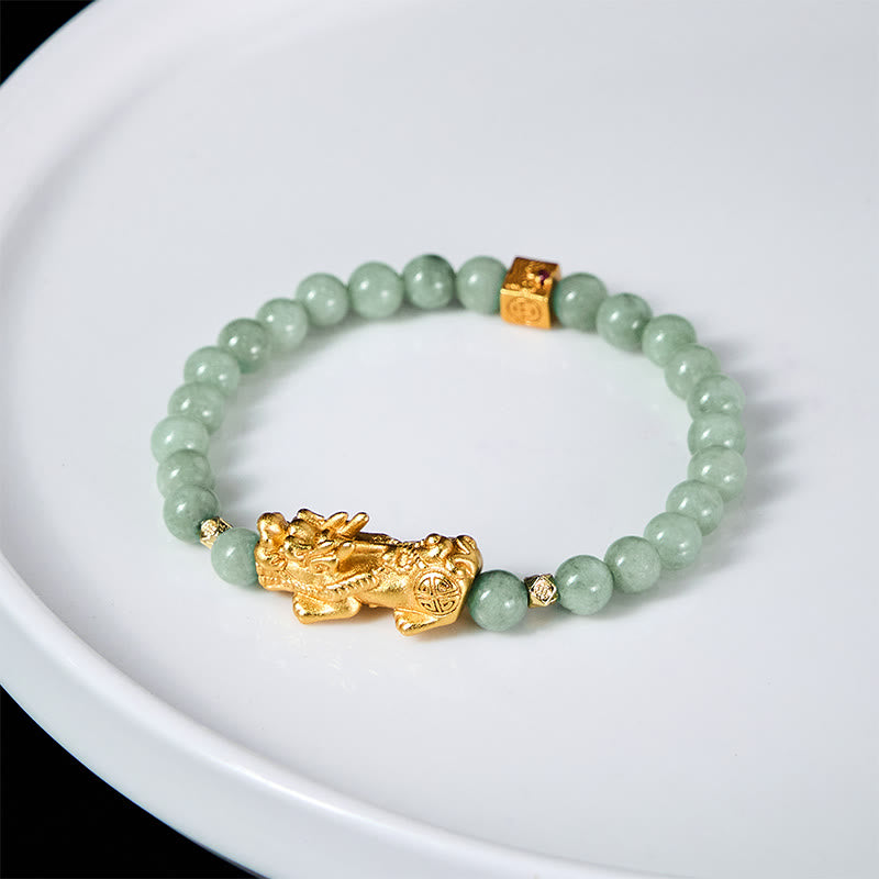 FREE Today: Luck Prosperity Golden Pi Xiu Charm Jade Beaded Bracelet