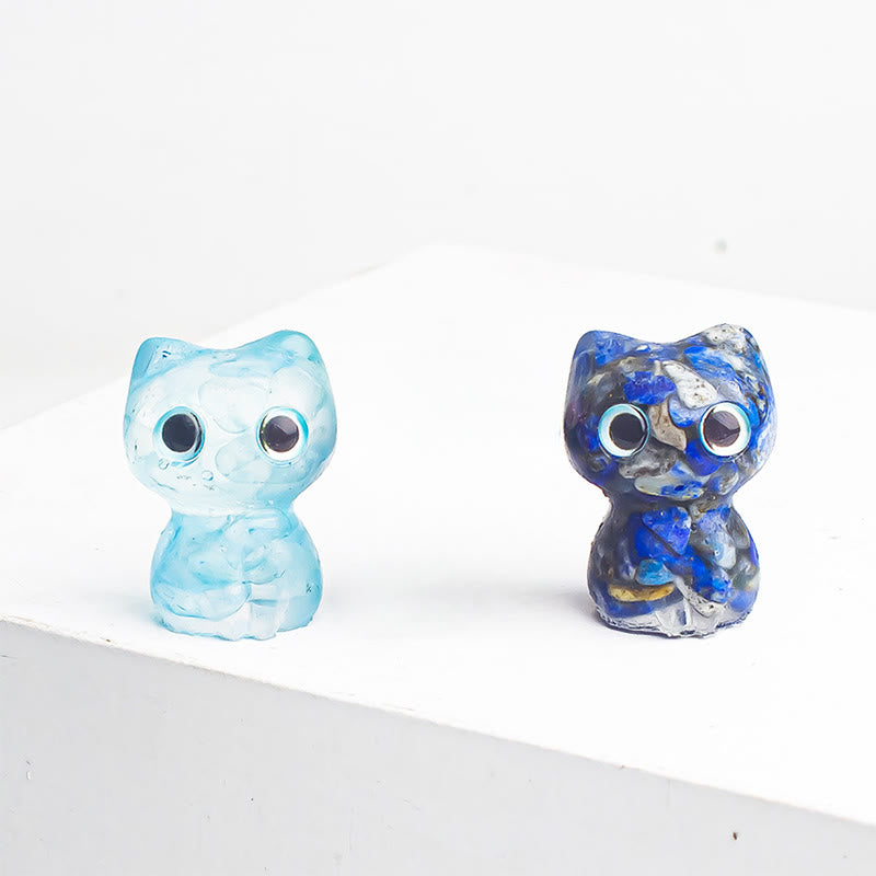 FREE Today: Protection and Healing Crystal Drip Resin Small Cat Decoration Statue