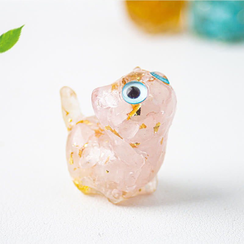 FREE Today: Strength and Protection Crystal Drip Resin Small Cat Statue Decoration