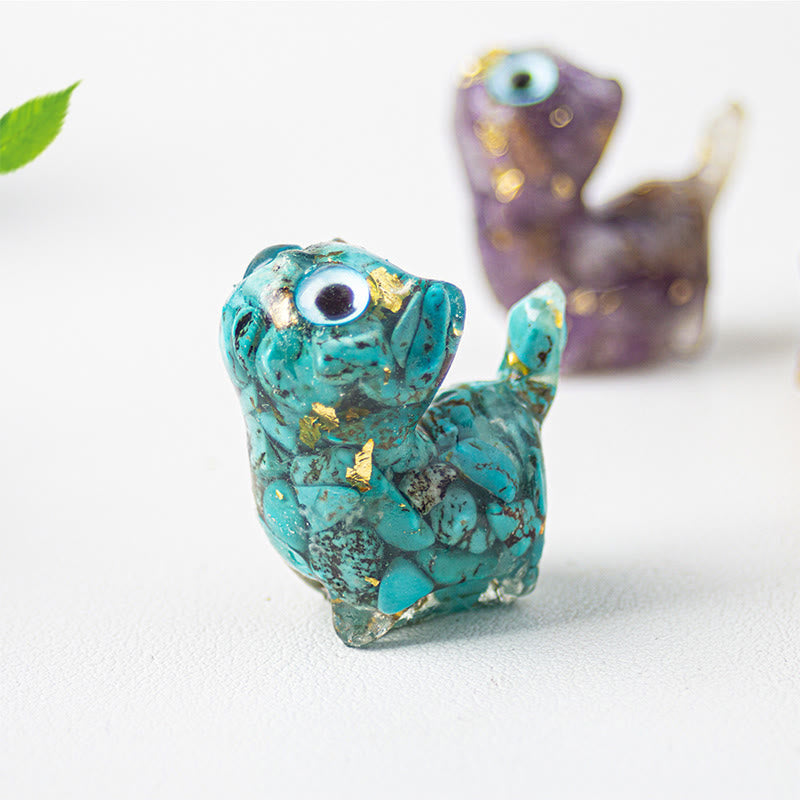 FREE Today: Strength and Protection Crystal Drip Resin Small Cat Statue Decoration