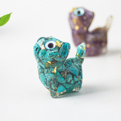 FREE Today: Strength and Protection Crystal Drip Resin Small Cat Statue Decoration