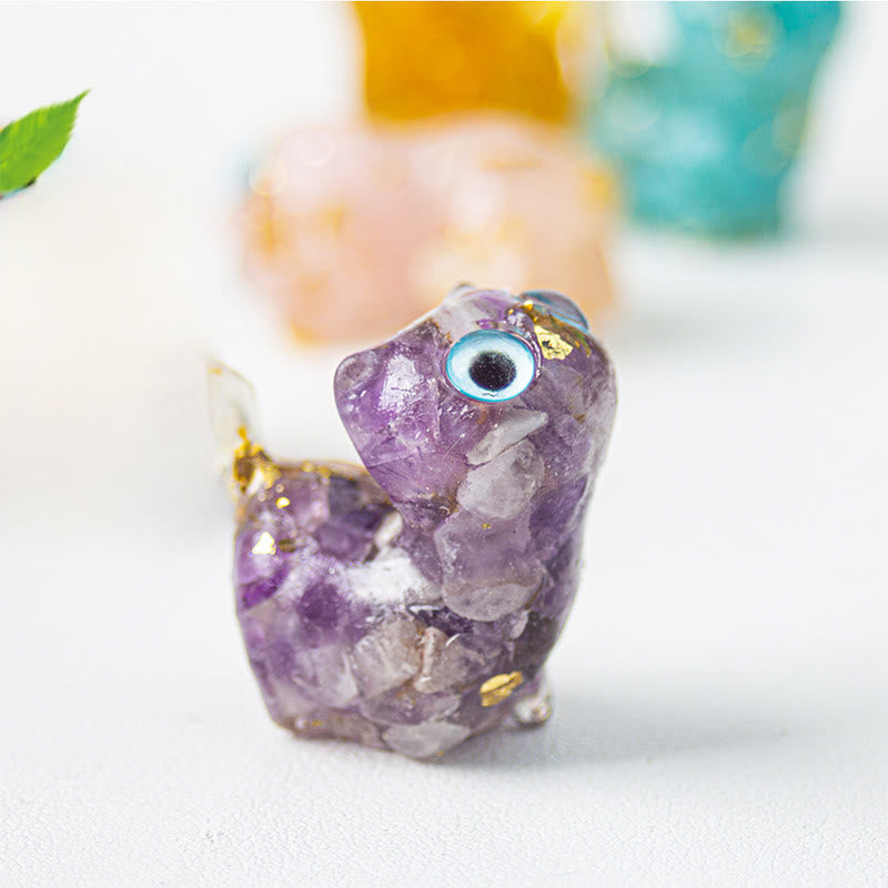 FREE Today: Strength and Protection Crystal Drip Resin Small Cat Statue Decoration