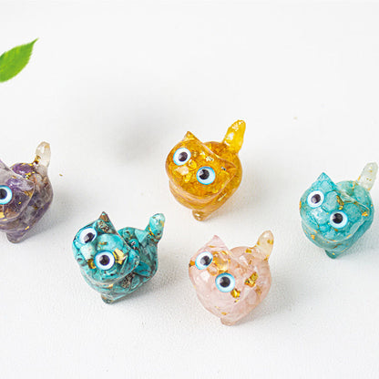 FREE Today: Strength and Protection Crystal Drip Resin Small Cat Statue Decoration