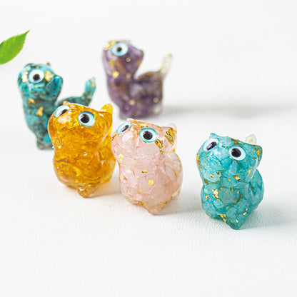 FREE Today: Strength and Protection Crystal Drip Resin Small Cat Statue Decoration