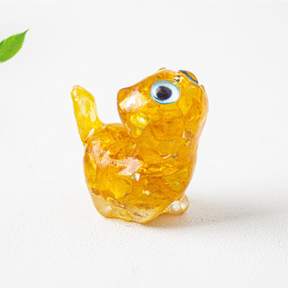 FREE Today: Strength and Protection Crystal Drip Resin Small Cat Statue Decoration