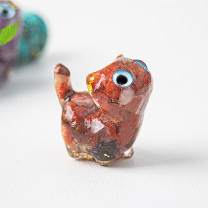 FREE Today: Strength and Protection Crystal Drip Resin Small Cat Statue Decoration