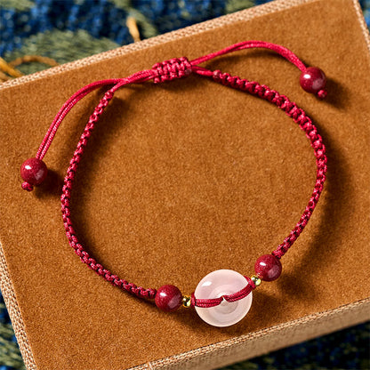 FREE Today: Auspicious Fortune Peace Buckle White Agate Flat Knot Diamond Knot Red String Bracelet