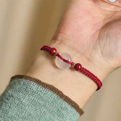 FREE Today: Auspicious Fortune Peace Buckle White Agate Flat Knot Diamond Knot Red String Bracelet