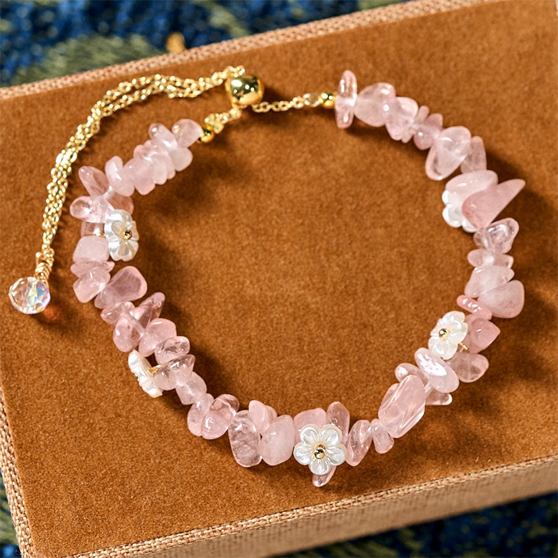 FREE Today: Spiritual and Positive Irregular Crystal Flower Design Amethyst White Crystal Bracelet