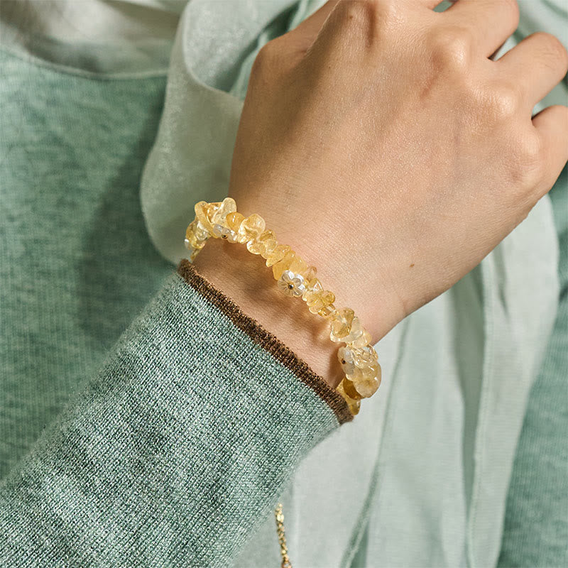 FREE Today: Spiritual and Positive Irregular Crystal Flower Design Amethyst White Crystal Bracelet