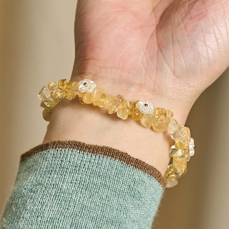 FREE Today: Spiritual and Positive Irregular Crystal Flower Design Amethyst White Crystal Bracelet