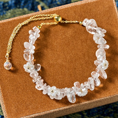 FREE Today: Spiritual and Positive Irregular Crystal Flower Design Amethyst White Crystal Bracelet