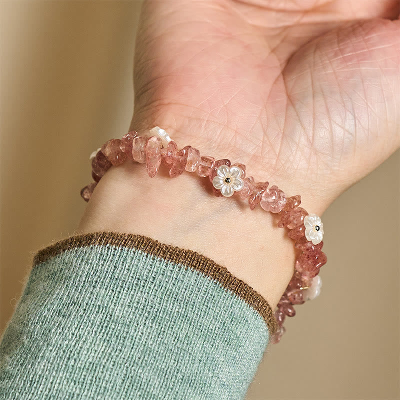 FREE Today: Spiritual and Positive Irregular Crystal Flower Design Amethyst White Crystal Bracelet