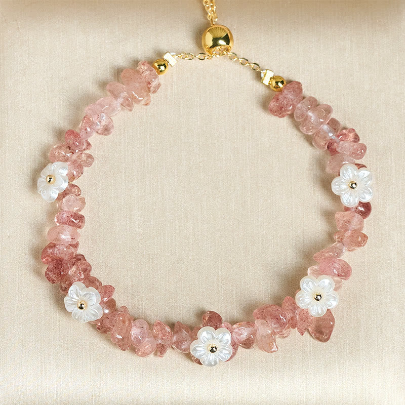 FREE Today: Spiritual and Positive Irregular Crystal Flower Design Amethyst White Crystal Bracelet