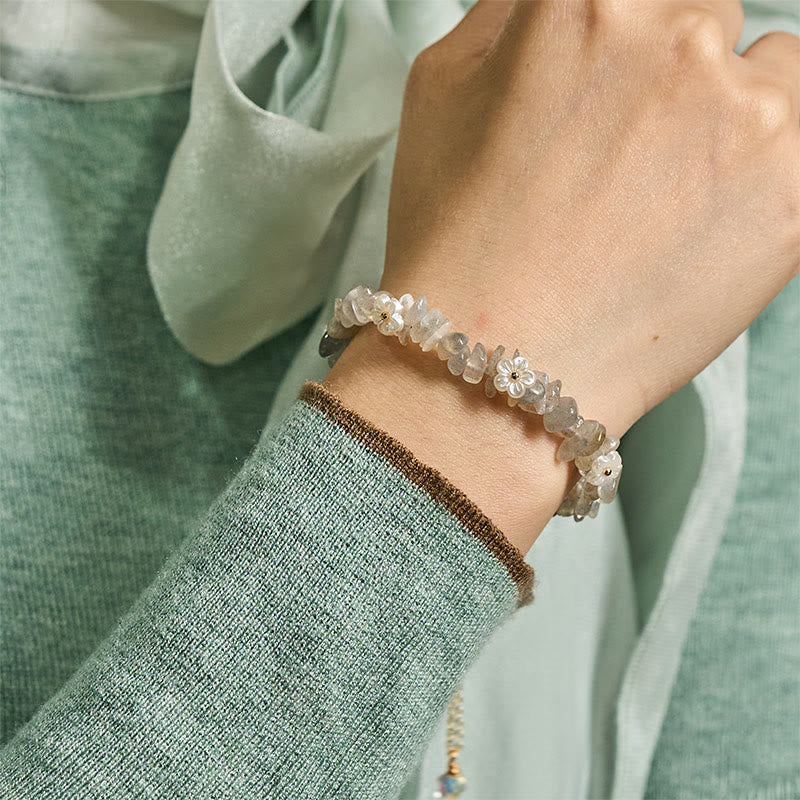 FREE Today: Spiritual and Positive Irregular Crystal Flower Design Amethyst White Crystal Bracelet