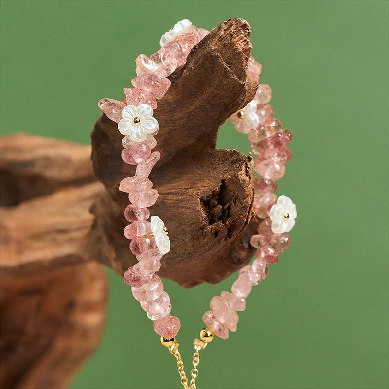 FREE Today: Spiritual and Positive Irregular Crystal Flower Design Amethyst White Crystal Bracelet