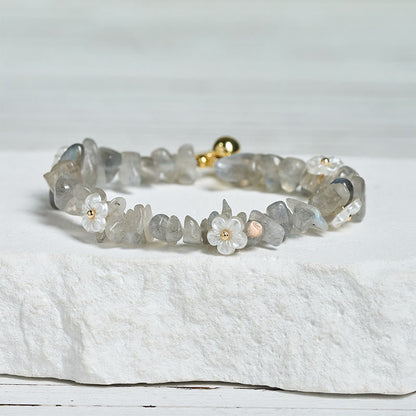 FREE Today: Spiritual and Positive Irregular Crystal Flower Design Amethyst White Crystal Bracelet