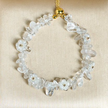 FREE Today: Spiritual and Positive Irregular Crystal Flower Design Amethyst White Crystal Bracelet