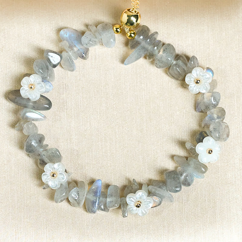 FREE Today: Spiritual and Positive Irregular Crystal Flower Design Amethyst White Crystal Bracelet