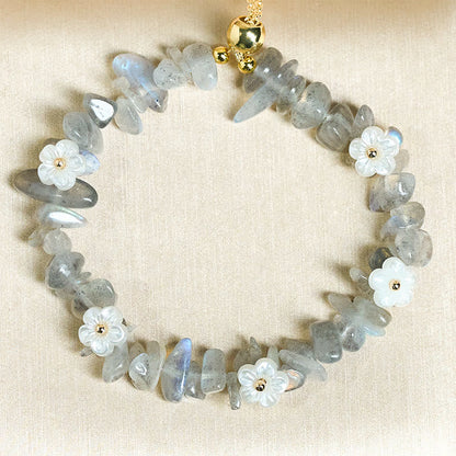 FREE Today: Spiritual and Positive Irregular Crystal Flower Design Amethyst White Crystal Bracelet