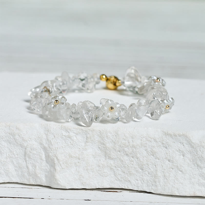 FREE Today: Spiritual and Positive Irregular Crystal Flower Design Amethyst White Crystal Bracelet