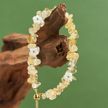 FREE Today: Spiritual and Positive Irregular Crystal Flower Design Amethyst White Crystal Bracelet